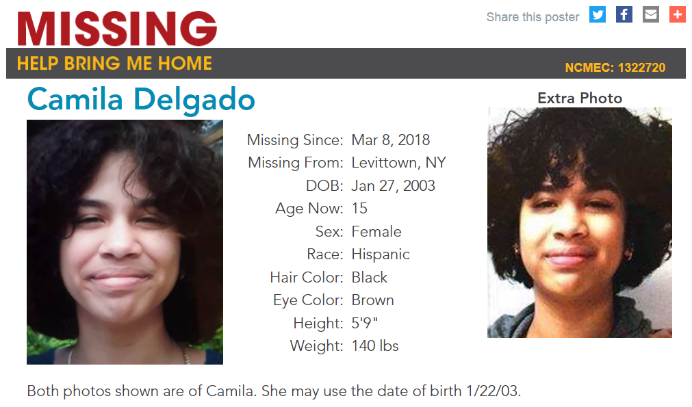 Se busca a joven hispana de 15 años desaparecida en Levittown
