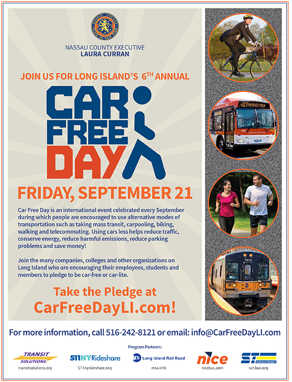 Condado de Nassau anuncia el 'Día Sin Autos' el 21 de septiembre