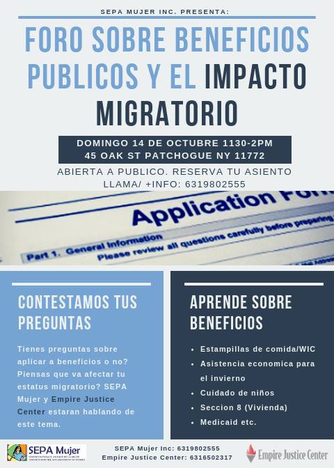 SEPA Mujer invita a foro sobre Beneficios Públicos y su Impacto Migratorio