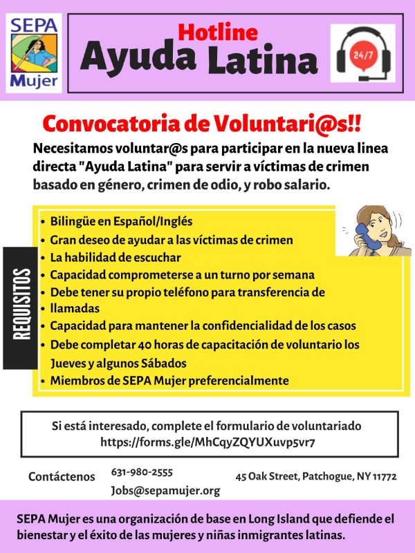 Organización comunitaria SEPA Mujer busca voluntarios