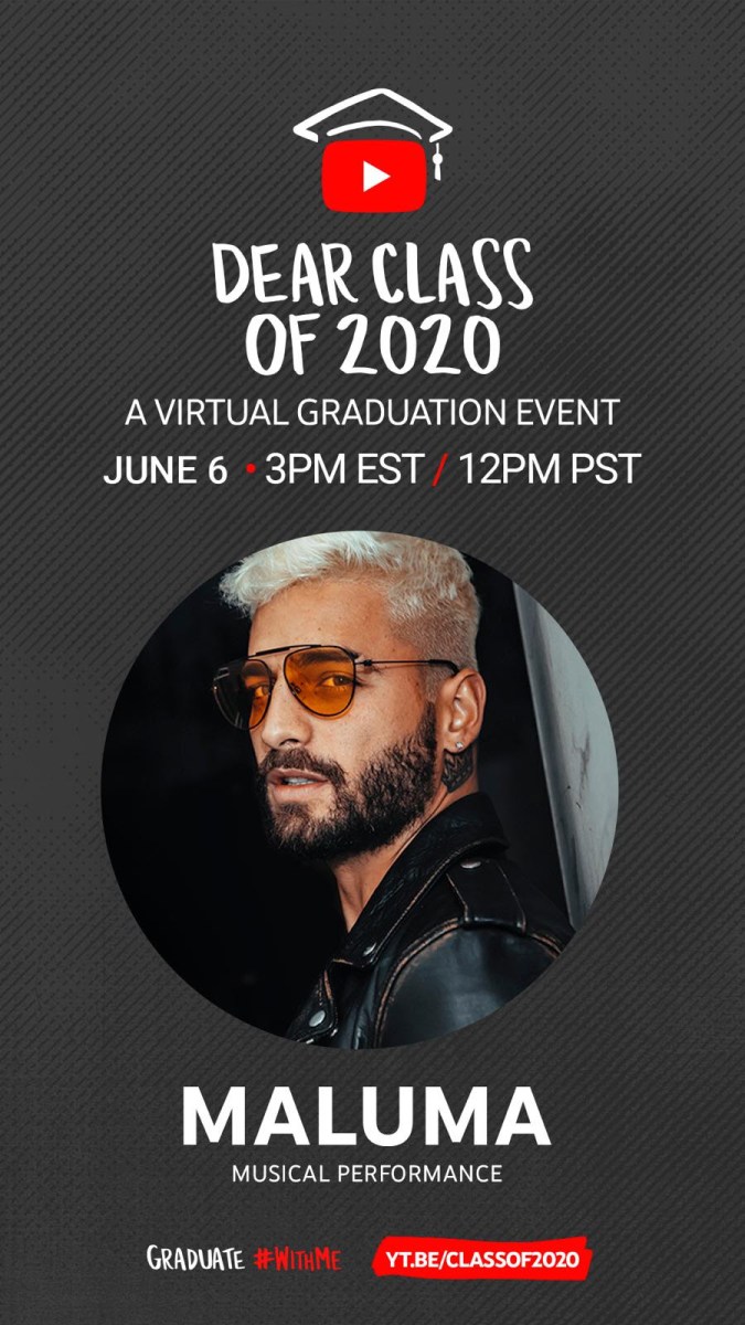 Maluma hará parte del «Dear Class of 2020» junto Jennifer López, Camila Cabello, Taylor Swift, Beyoncé, Lady Gaga, Chloe x Halle, Lizzo, Janelle Monáe y el expresidente Barack Obama