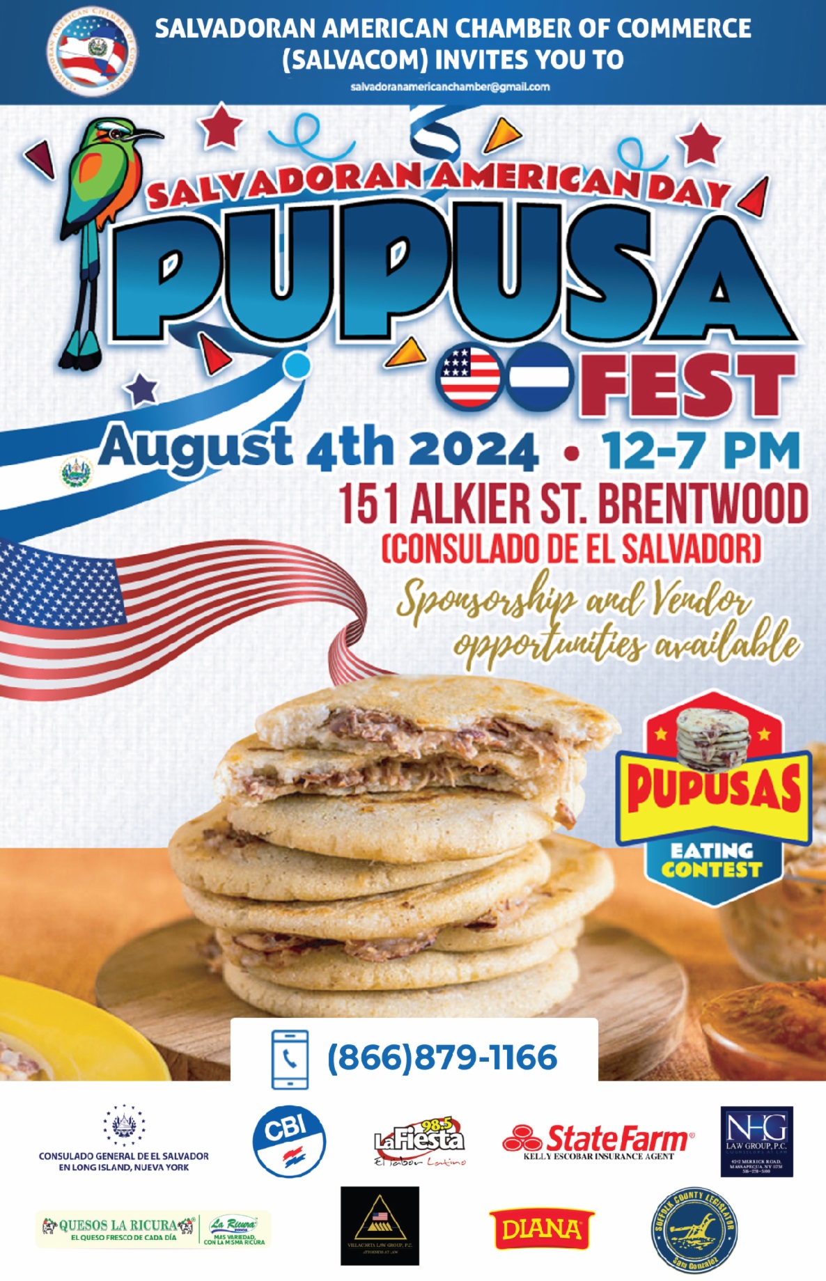Invitan al "Pupusa Fest" en Brentwood celebrando el Día del Salvadoreño Americano