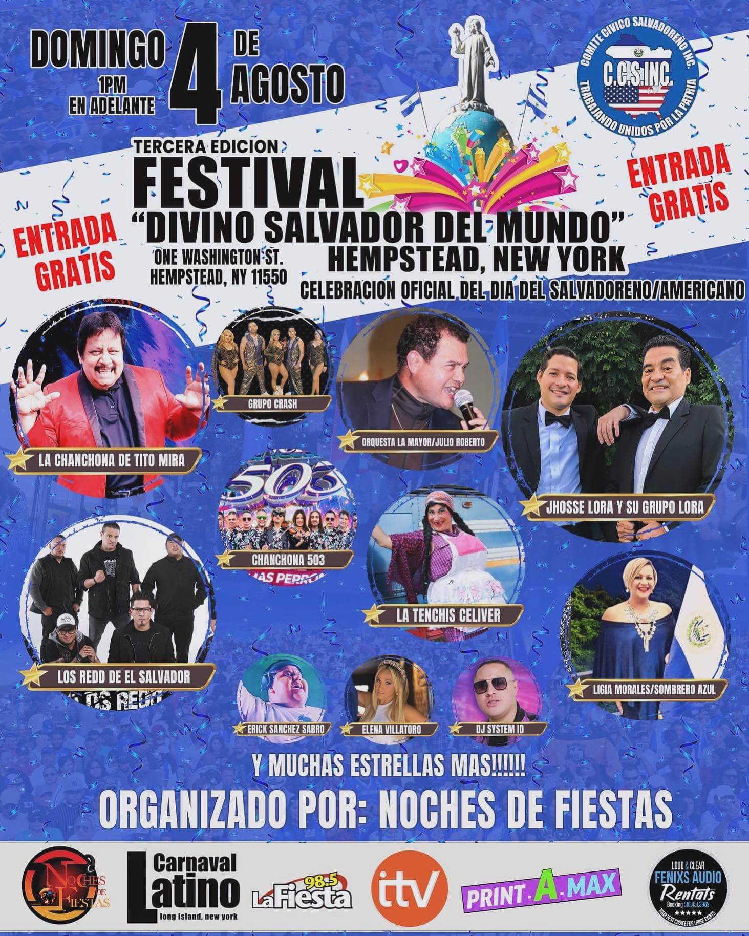 Este domingo organizan el festival Divino Salvador del Mundo en Hempstead