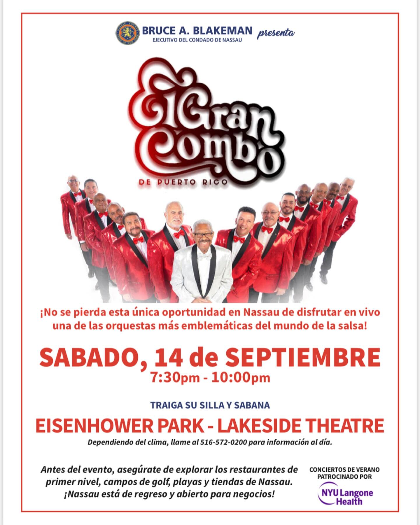 El Gran Combo de Puerto Rico en concierto gratuito en Long Island