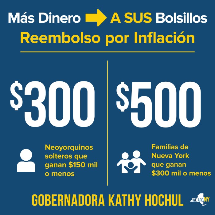 Gobernadora Hochul propone enviar cheque de reembolso a neoyorquinos afectados por la inflación