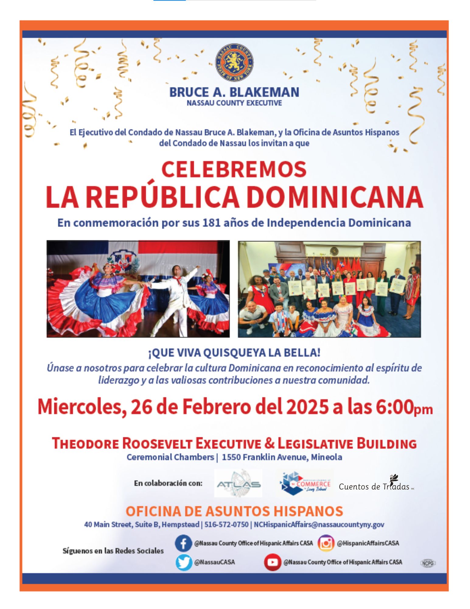 Condado de Nassau invita a celebrar la Independencia de la República Dominicana